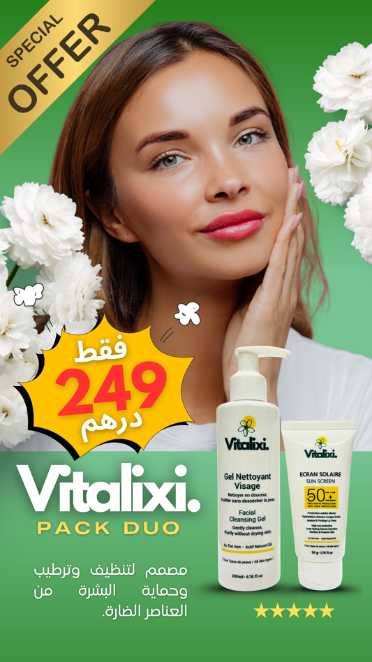 Pack Duo Vitalixi – Gel Nettoyant + Écran Solaire SPF50