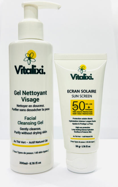 Pack Duo Vitalixi – Gel Nettoyant + Écran Solaire SPF50